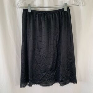 Vintage Vassarette Slip Skirt Women's Medium 22" Black Pull On Elastic Waist